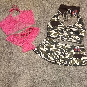 Camo and Pink Lace Intimates Set